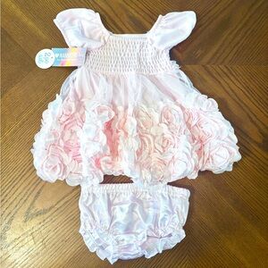 Nanette Pink Floral Baby Dress with Bloomers (0-3m)